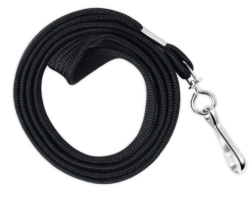 HOSL 100 Pack Badge Lanyards Office Lanyard ID Card Lanyards Business Card Lanyards Students Lanyards Employee Lanyards Round 36" With Swivel Hook (Wide Black) - Image 1